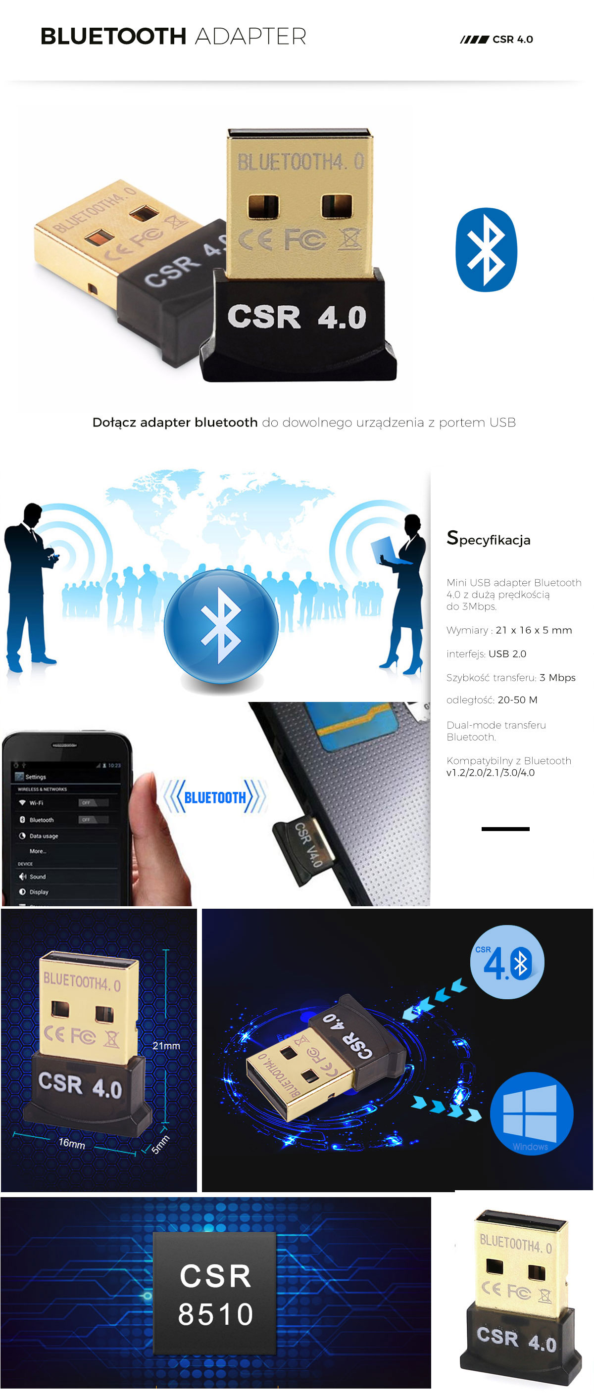 Adapter Bluetooth USB V4.0