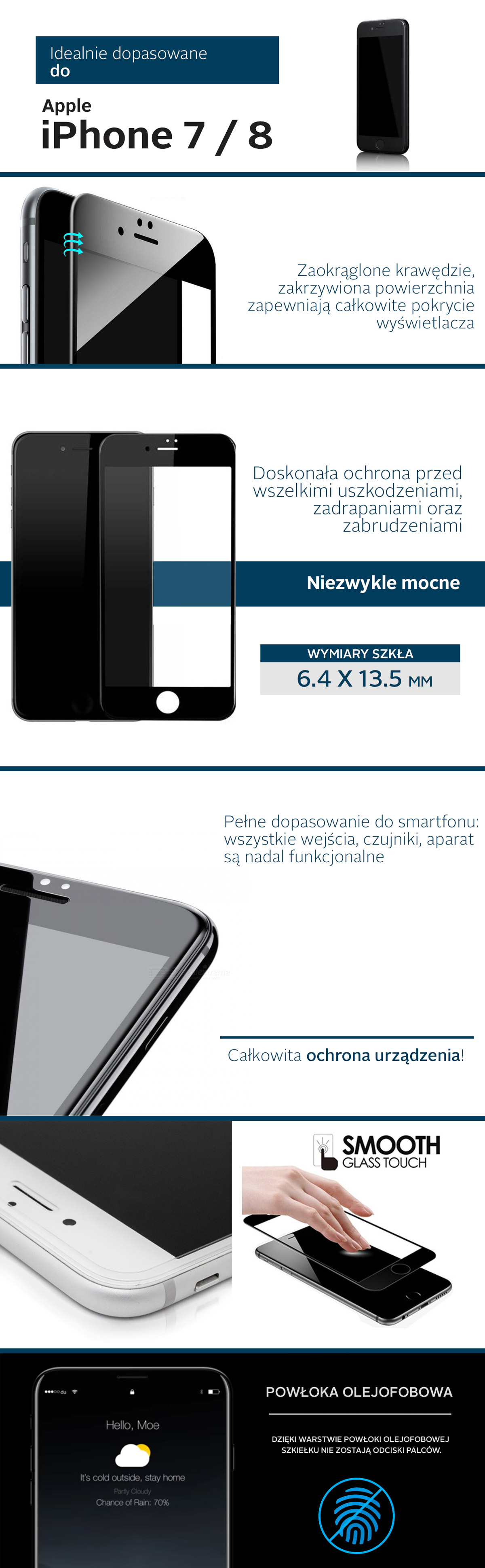 Szkło Hartowane 3D - Apple iPhone 8 - White