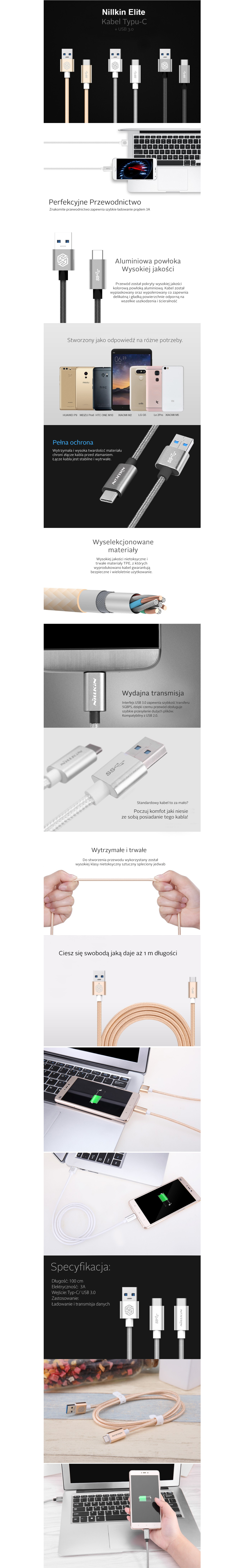 Kabel Nillkin Elite Cable Type-C - Gold