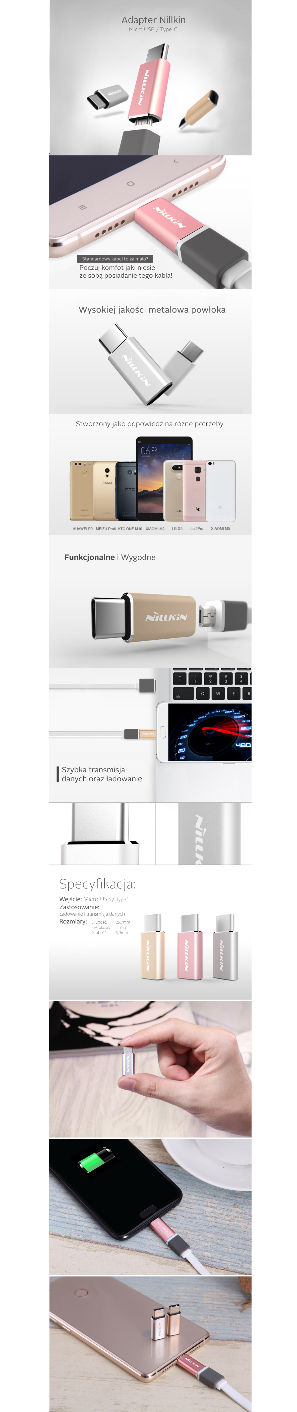 Adapter Nillkin Micro - Type-C - Rose Gold