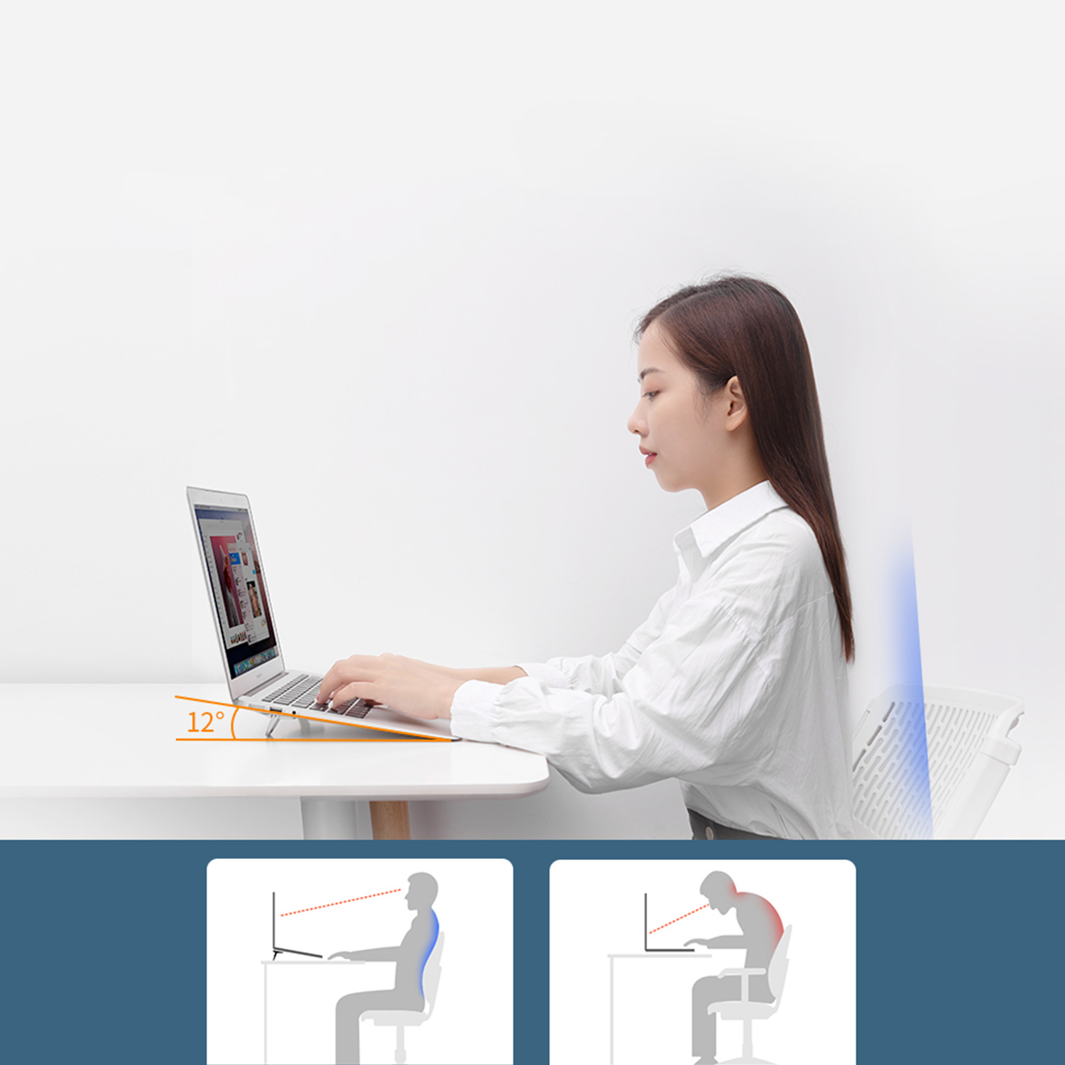 Podstawka pod laptopa  Nillkin Bolster portable stand - Właściwa pozycja ciała w czasie pracy przy komputerze